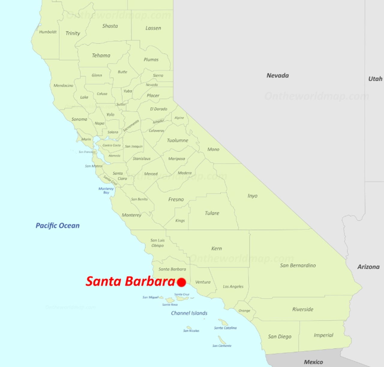 Santa Barbara mappa California oggi
