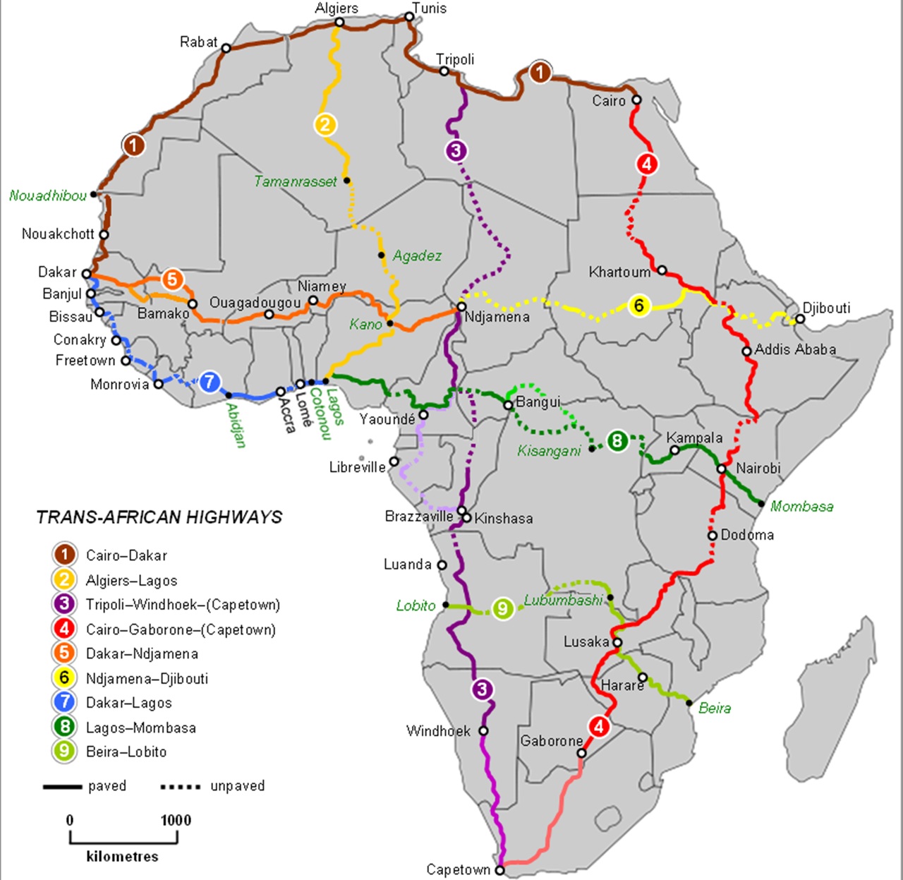 colonialismo europeo in Africa rete stradale transafricana