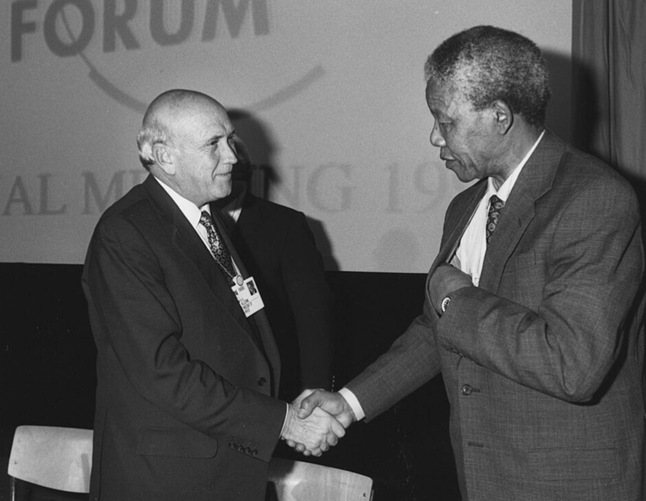 Nelson Mandela con Frederik de Klerk
