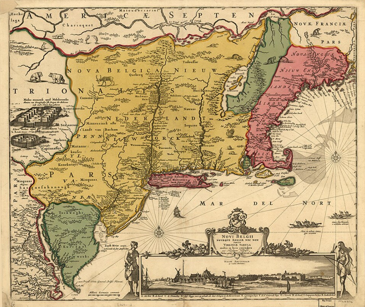 indiani bianchi mappa New England XVII secolo